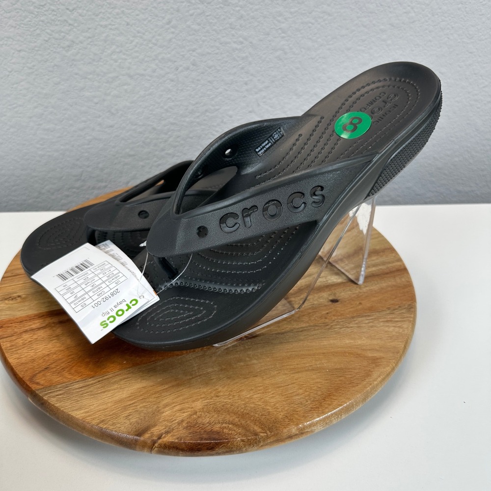 Crocs Baya II Flip Black Thong Sandals 208192-001 Womens 10 Mens 8 - Picture 3 of 6